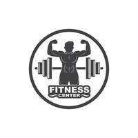 Bodybuilder Fitness Fitnessstudio Symbol Logo Abzeichen Vektor Illustration