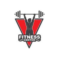 Bodybuilder Fitness Fitnessstudio Symbol Logo Abzeichen Vektor Illustration