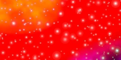 hellblaue, rote Vektorschablone mit Neonsternen. vektor