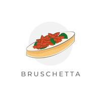 köstlich Italienisch Bruschetta Brot Karikatur Vektor Illustration Logo