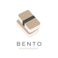japanisch Bento hölzern Mittagessen Box Vektor Illustration Logo