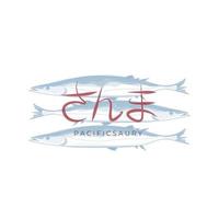 Blau Pazifik saury Kongchi Sanma Fisch einfach Illustration Logo vektor