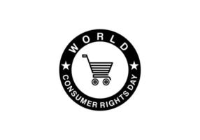 värld konsument rättigheter dag vektor illustration med handla vagn ikon isolerat på svart bakgrund.