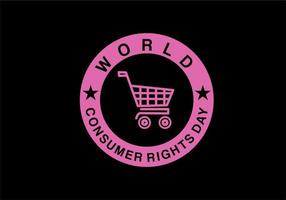 Welt Verbraucher Rechte Tag Vektor Illustration mit Einkaufen Wagen Symbol isoliert auf schwarz Hintergrund.