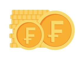 swiss franc mynt pengar valuta ikon ClipArt för företag och finansiera i animerad element vektor illustration