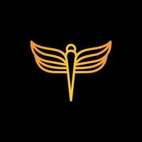 trollslända flygande djur- lyx linje modern logotyp vektor