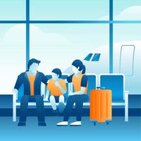 Familienurlaub am Flughafen vektor