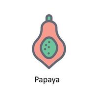 papaya vektor fylla översikt ikoner. enkel stock illustration stock
