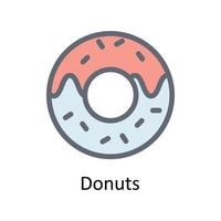 Donuts Vektor füllen Gliederung Symbole. einfach Lager Illustration Lager