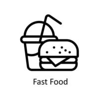 snabb mat vektor översikt ikoner. enkel stock illustration stock