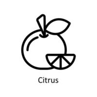citrus- vektor översikt ikoner. enkel stock illustration stock