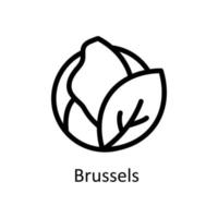 Brüssel Vektor Gliederung Symbole. einfach Lager Illustration Lager
