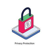 Privatsphäre Schutz Vektor isometrisch Symbole. einfach Lager Illustration