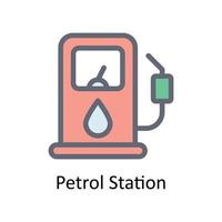 bensin station vektor fylla översikt ikoner. enkel stock illustration stock