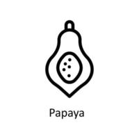 papaya vektor översikt ikoner. enkel stock illustration stock