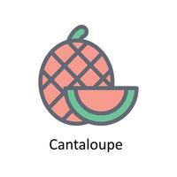 Cantaloup-Melone Vektor füllen Gliederung Symbole. einfach Lager Illustration Lager