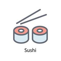 Sushi Vektor füllen Gliederung Symbole. einfach Lager Illustration Lager