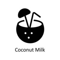 kokos mjölk vektor fast ikoner. enkel stock illustration stock