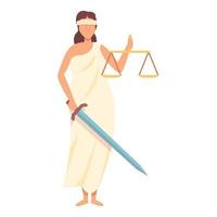 Frau von Gerechtigkeit Symbol Karikatur Vektor. griechisch Gott vektor