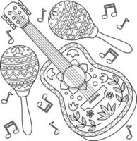 Cinco de Mayo Gitarre und Maracas zum Ausmalen vektor