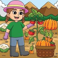 Mädchen Pflanzen Gemüse farbig Karikatur vektor