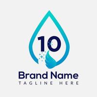 Initiale Brief 10 waschen Logo, fallen und waschen Kombination. fallen Logo, waschen, sauber, frisch, Wasser Vorlage vektor