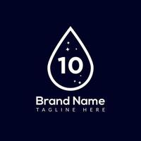Initiale Brief 10 waschen Logo, fallen und waschen Kombination. fallen Logo, waschen, sauber, frisch, Wasser Vorlage vektor
