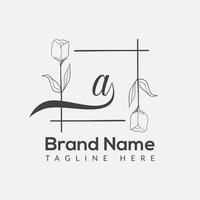 Prämie Brief ein Logo Symbol Design. Luxus Schmuck Rahmen Juwel Kante Logotyp. Schönheit, Mode, Spa Symbol, Blumen- Logo Design vektor