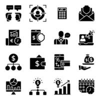 Solid Icons Pack für Finanzen und Online-Daten vektor