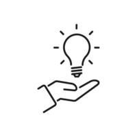 Hand Symbol mit Lampe Licht Birne . Idee Symbol. editierbar Farbe. einfach Illustration Handy, Mobiltelefon Konzept App und Netz Design. Design Vorlage Vektor