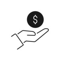 speichern Geld Symbol, Gehalt Geld, investieren Finanzen, Hand halten Dollar vektor