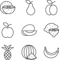 einstellen von Basic Früchte Linie Symbole vektor