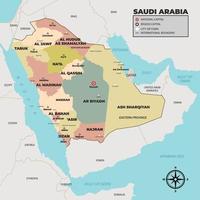 Saudi-Arabien-Karte mit Regionsnamen vektor