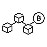 Krypto Bitcoin Symbol Gliederung Vektor. Block Kette vektor