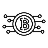 Digital Bitcoin Symbol Gliederung Vektor. Block Kette vektor