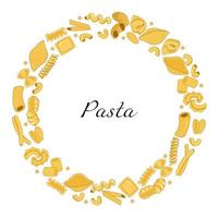 Pasta runden Rahmen isoliert auf Weiß Hintergrund. Vektor Grafik