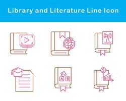 bibliotek och litteratur vektor ikon uppsättning