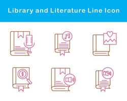 bibliotek och litteratur vektor ikon uppsättning