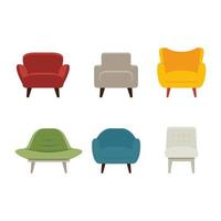 Sanft Stühle, Sessel im anders Farben. ein einstellen von schön komfortabel Stühle. vektor