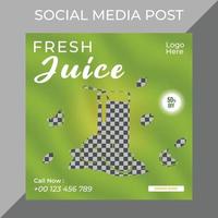 färsk juice företag marknadsföring social media posta eller webb baner mall design med abstrakt bakgrund, logotyp och ikon. vektor