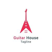 elektrisk gitarr hus logotyp design vektor