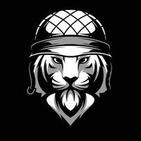 tiger soldat maskot logotyp design vektor