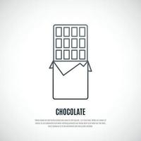 enkel illustration av insvept choklad bar. tunn linje choklad ikon. vektor