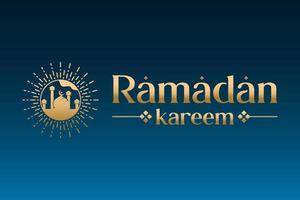 Ramadan Logo Konzept Vektor. Moschee und Sonnenschein Logo Konzept, Ramadan Gruß, Gruß Karte vektor