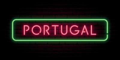 portugal neon tecken. ljus ljus skylt. vektor baner.