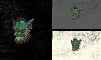 huvud monster grön vektor illustration maskot design