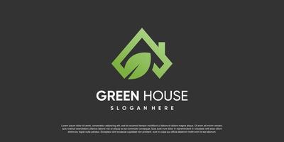 grön hus logotyp design mall med modern stil aning vektor