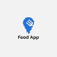 mat app logotyp med punkt form och gaffel negativ Plats. vektor