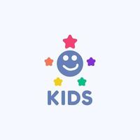 ein Gesicht Logo und fünf bunt Sterne geeignet zum das Kinder- Unterhaltung Industrie. vektor