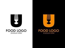 första brev u mat logotyp, mat logotyp vektor